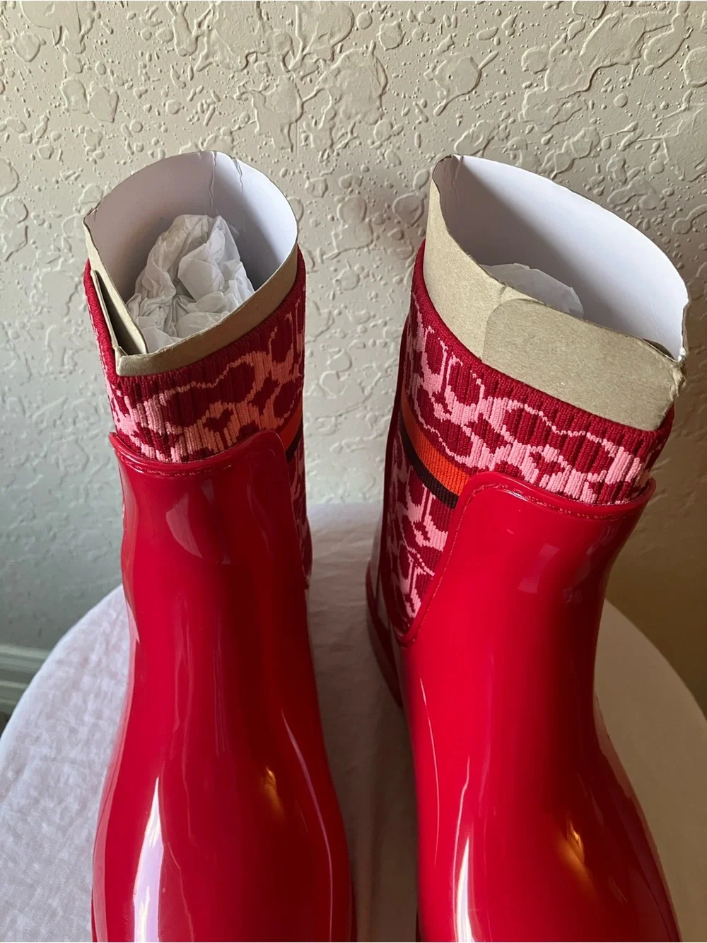 Coach: Red “Candy Apple”Rivington Rain Booties Boots- 7
